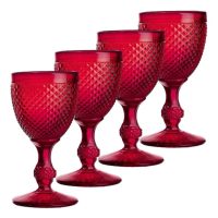Set with 4 water Goblets Red Bicos Vista Alegre